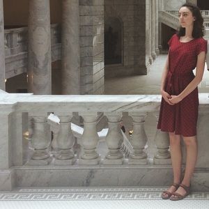 Short sleeved classy red dress